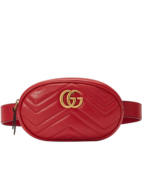 Gucci GG Marmont Matelasse Leather Belt Bag 476434 Red