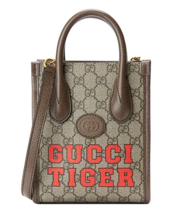 Gucci Tiger GG Mini Tote Bag 671623 Dark Coffee