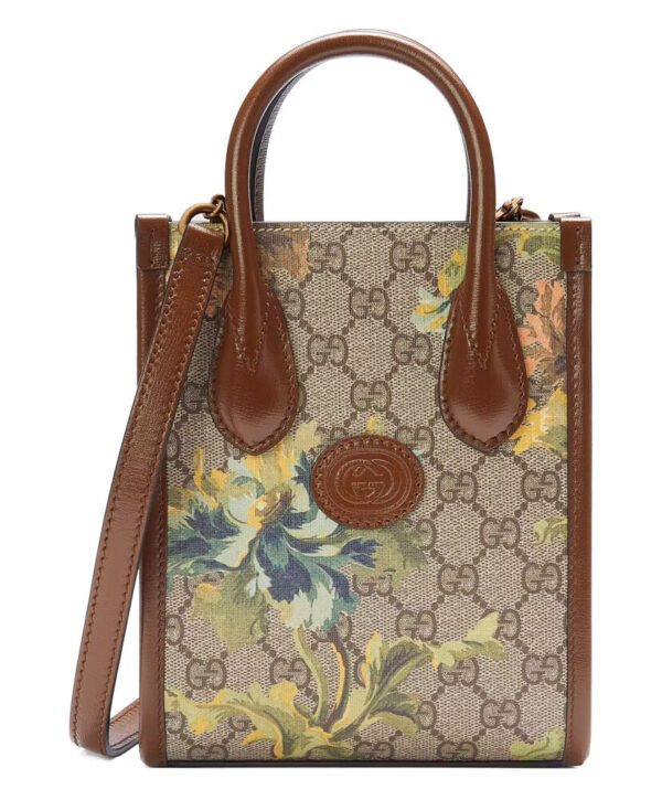 Gucci GG Carnation Print Mini Tote Bag 671623 Green