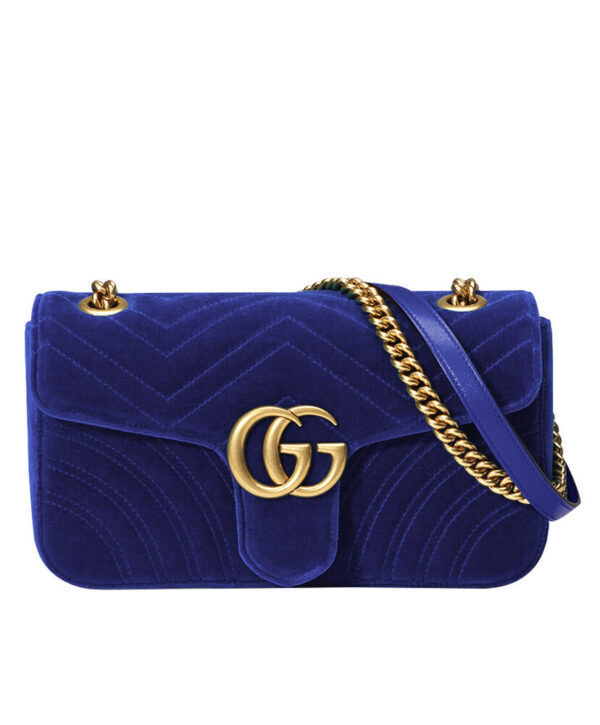 Gucci GG Marmont Velvet Shoulder Bag 443497 Blue