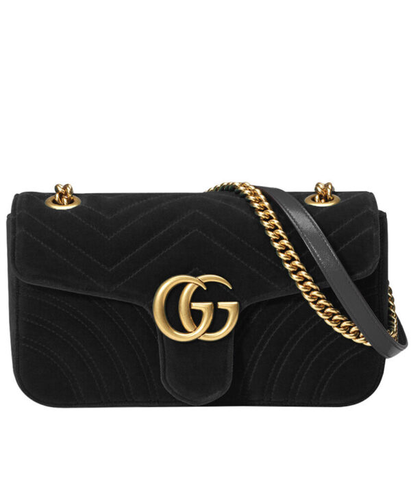 Gucci GG Marmont Velvet Shoulder Bag 443497 Black