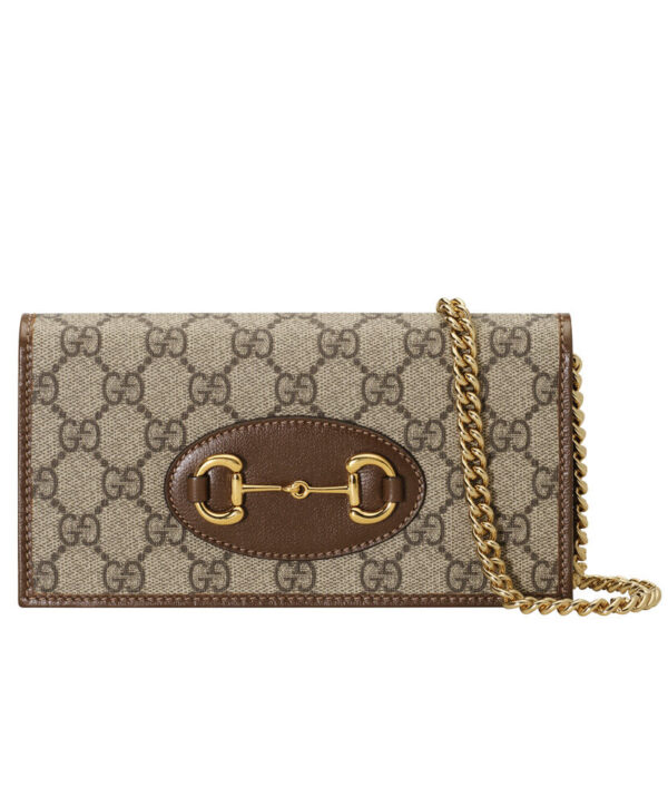 Gucci 1955 Horsebit Wallet With Chain 621892S Coffee