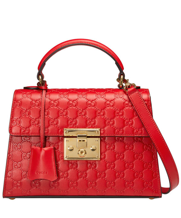 Gucci Padlock small Gucci Signature top handle bag 453188 Red