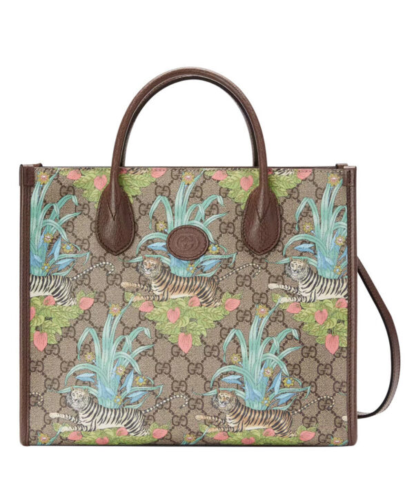 Gucci Tiger GG Small Tote Bag 659983 Green