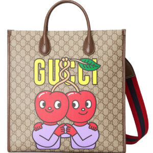 Gucci Cherry Print Medium Tote 703264 Dark Coffee