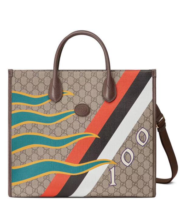 Gucci Medium Tote With Geometric Print 674148 Dark Coffee