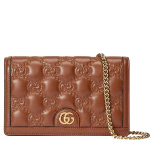 Gucci GG Matelasse Chain Wallet 723787 Coffee