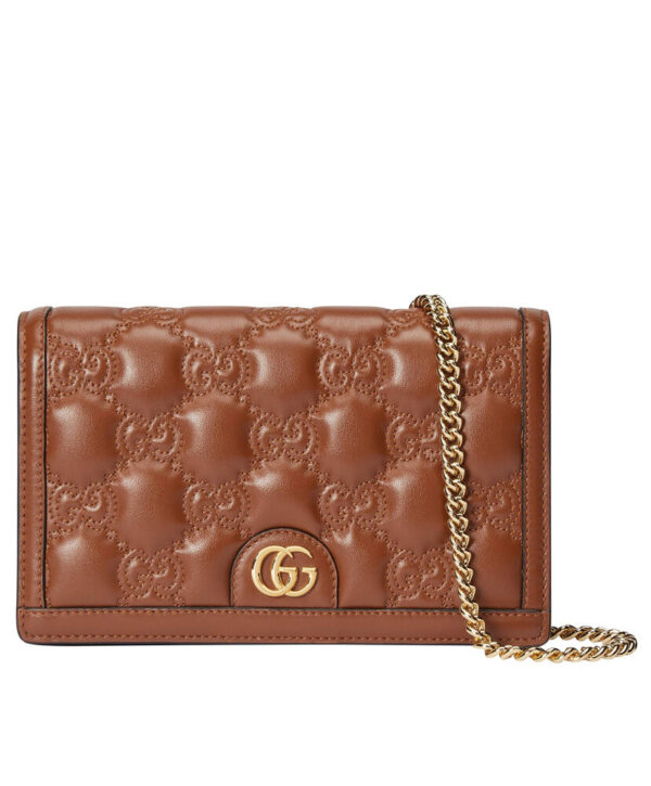 Gucci GG Matelasse Chain Wallet 723787 Coffee