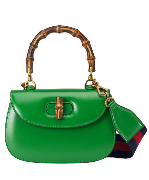 Gucci Small Top Handle Bag With Bamboo 675797 Green