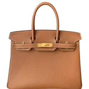 Hermes Birkin 30 Bag Togo Leather Light Coffee