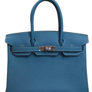 Hermes Birkin 30 Bag Togo Leather Blue