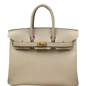 Hermes Birkin 25 Epsom Leather Paon Phw Light Gray