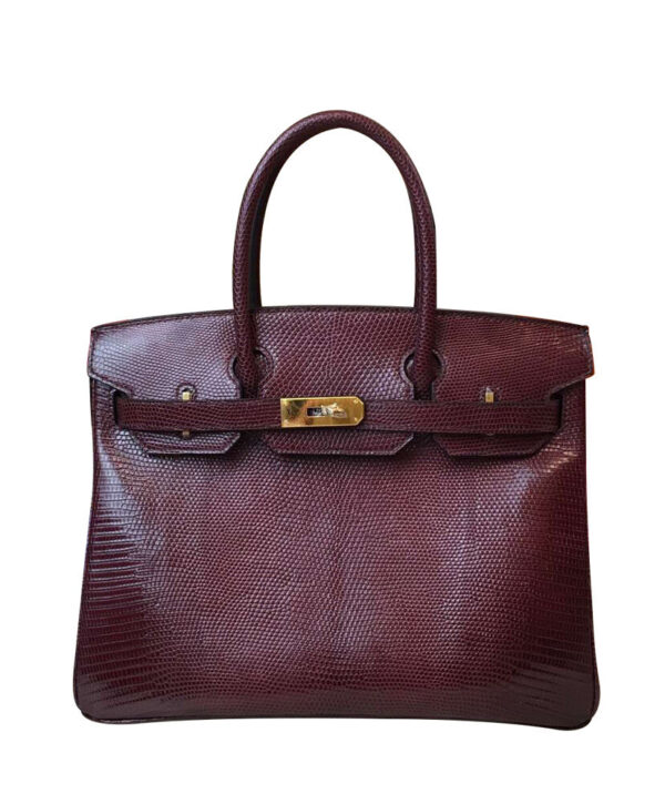 Hermes Birkin 30 Rouge Exotic Lizard Bag Mauve