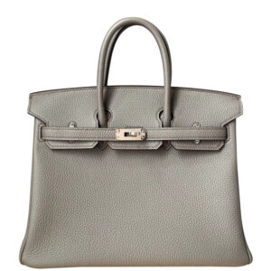 Hermes Birkin 25 Togo Leather Silver Gray