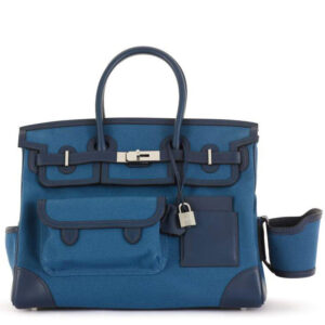 Hermes Birkin 35 Canvas & Swift Leather Cargo Blue