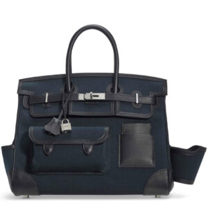 Hermes Birkin 35 Canvas & Swift Leather Cargo Dark blue