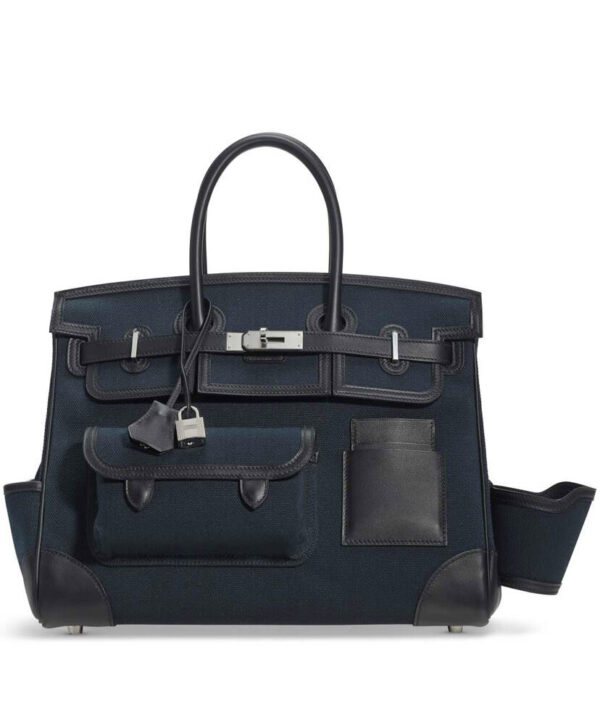 Hermes Birkin 35 Canvas & Swift Leather Cargo Dark blue