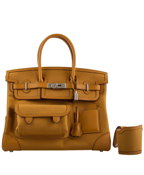 Hermes Birkin 35 Canvas & Swift Leather Cargo Light Coffee