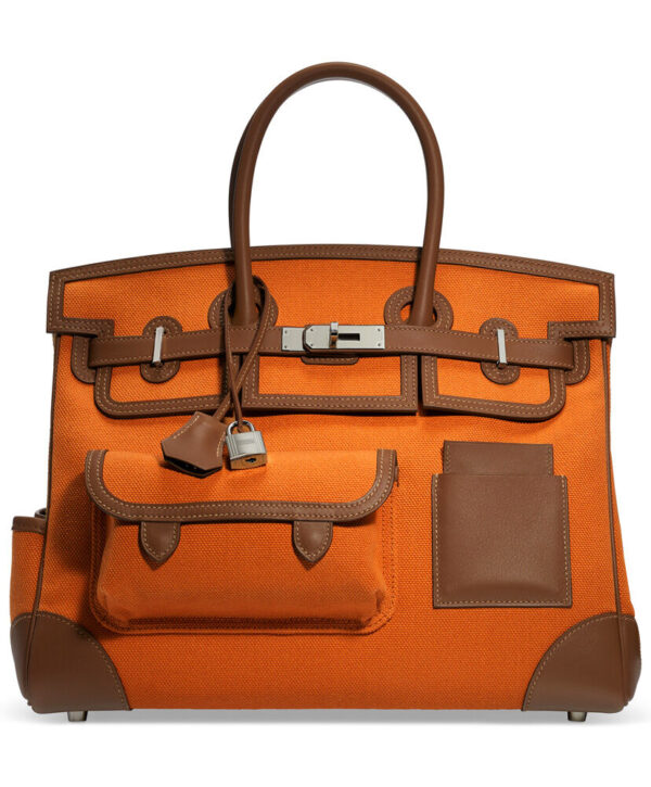 Hermes Birkin 35 Canvas & Swift Leather Cargo Orange