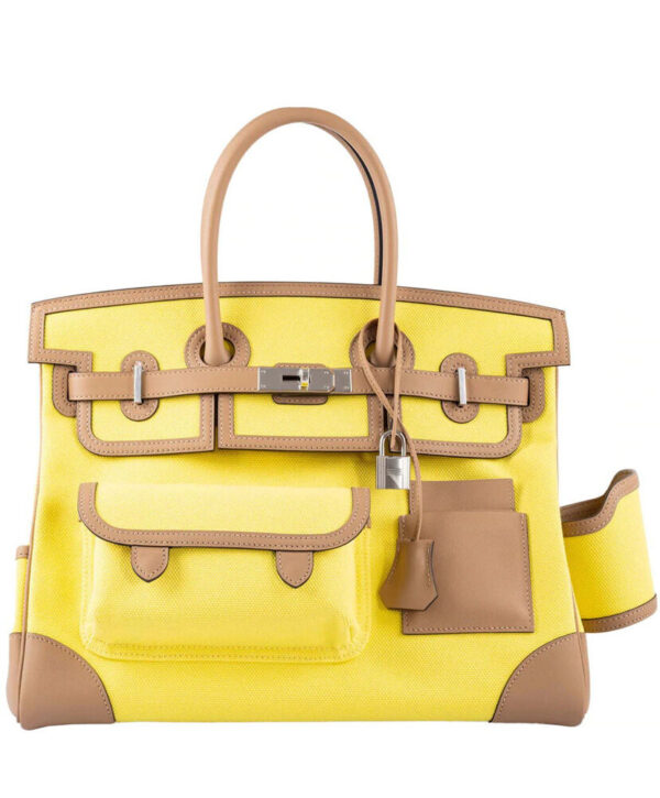 Hermes Birkin 35 Canvas & Swift Leather Cargo Yellow