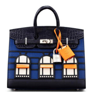 Hermes Sac Faubourg Birkin 20 So Matte Alligator Hardware Blue