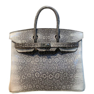 Hermes Birkin 25 Ombre Lizard Palladium Hardware Cream