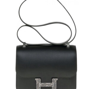 Hermes Constance 18 Mini Bag Epsom Leather Lizard Buckle Black