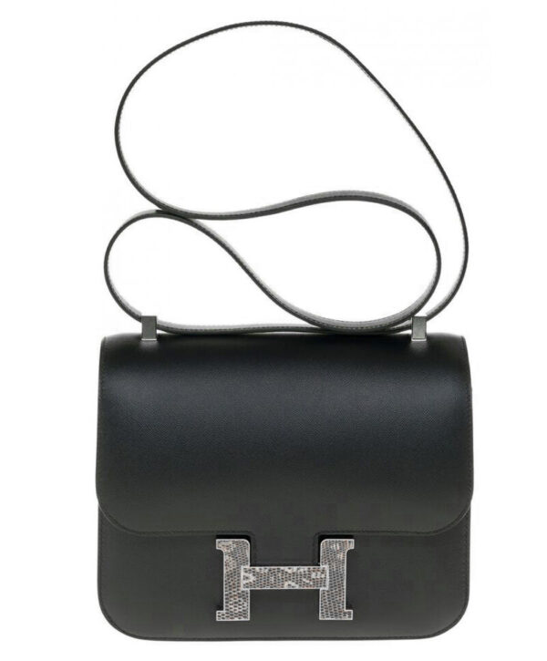 Hermes Constance 18 Mini Bag Epsom Leather Lizard Buckle Black