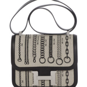 Hermes Constance 24 Limited Edition De Camp Dechainee Toile Bag Black