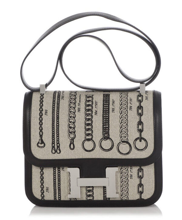 Hermes Constance 24 Limited Edition De Camp Dechainee Toile Bag Black