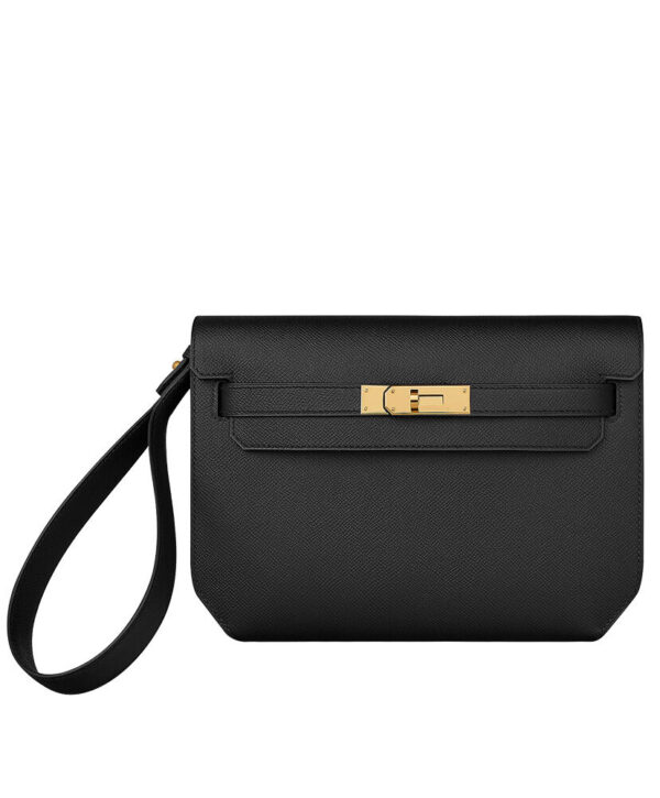 Hermes Kelly Depeches 25 Pouch Black