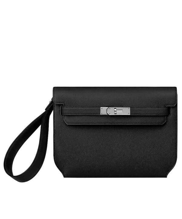 Hermes Kelly Depeches 25 Pouch Black