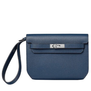 Hermes Kelly Depeches 25 Pouch Dark Blue