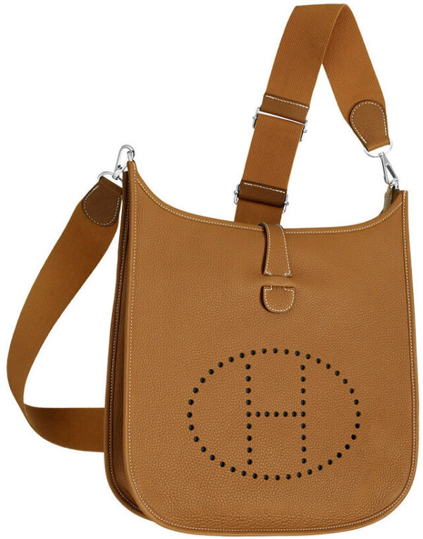 Hermes Tan Evelyne Shoulder Togo III PM Bag Light Coffee