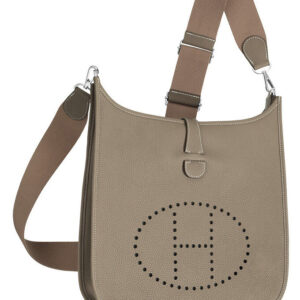 Hermes Tan Evelyne Shoulder Togo III PM Bag Gray