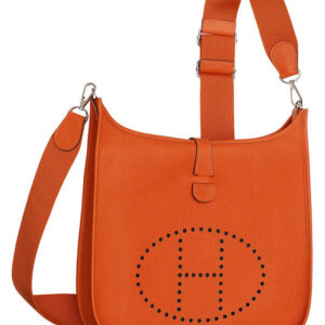 Hermes Tan Evelyne Shoulder Togo III PM Bag Orange