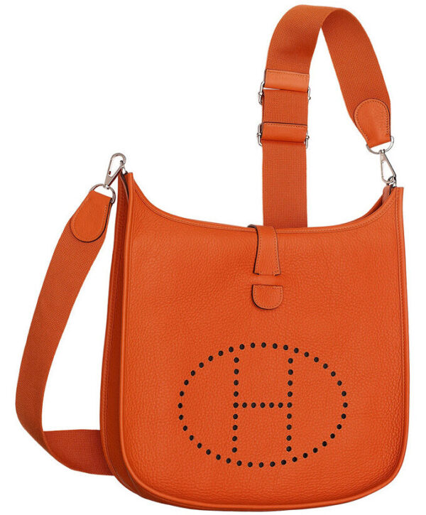 Hermes Tan Evelyne Shoulder Togo III PM Bag Orange