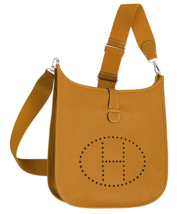 Hermes Tan Evelyne Shoulder Togo III PM Bag Yellow