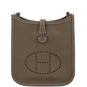 Hermes Tan Evelyne Shoulder Togo II TPM Bag Gray