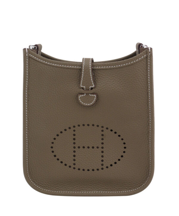 Hermes Tan Evelyne Shoulder Togo II TPM Bag Gray