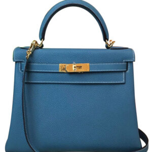 Hermes Kelly Bag 25 Togo Leather Blue