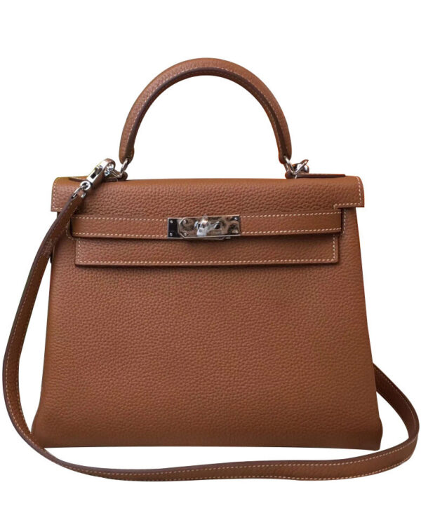 Hermes Kelly Bag 25 Togo Leather Light Coffee