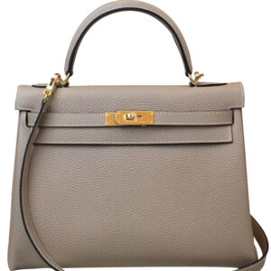 Hermes Kelly Bag 28 Togo Leather Light Gray