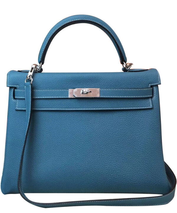 Hermes Kelly Bag 28 Togo Leather Blue