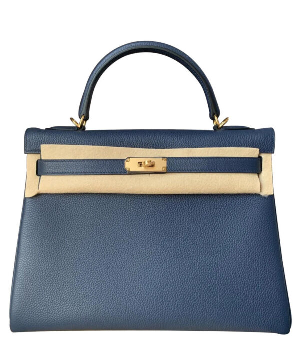 Hermes Kelly Bag 32 Togo Leather Dark Blue