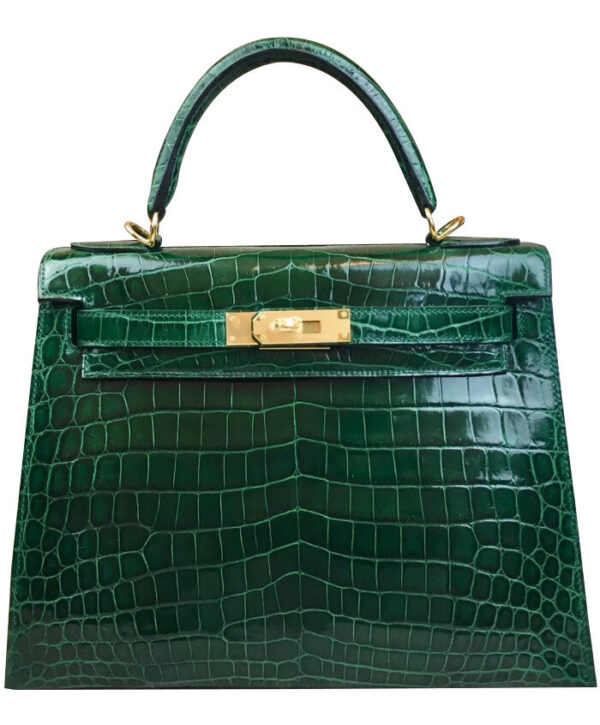 Hermes Kelly Bag 32 Crocodile leather Green