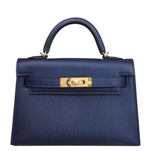 Hermes Kelly Bag 19 Epsom Leather Dark Blue