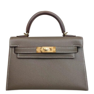 Hermes Kelly Bag 19 Epsom Leather Dark Gray