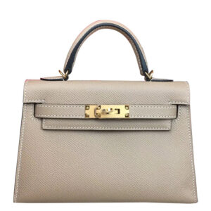 Hermes Kelly Bag 19 Epsom Leather Light Gray