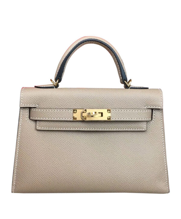 Hermes Kelly Bag 19 Epsom Leather Light Gray